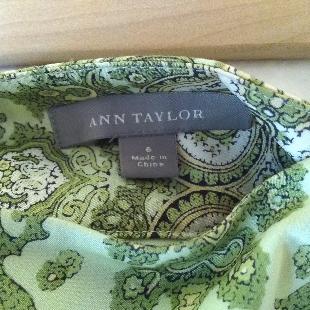 Anne Taylor Size 6 Green Silk Paisley Skirt